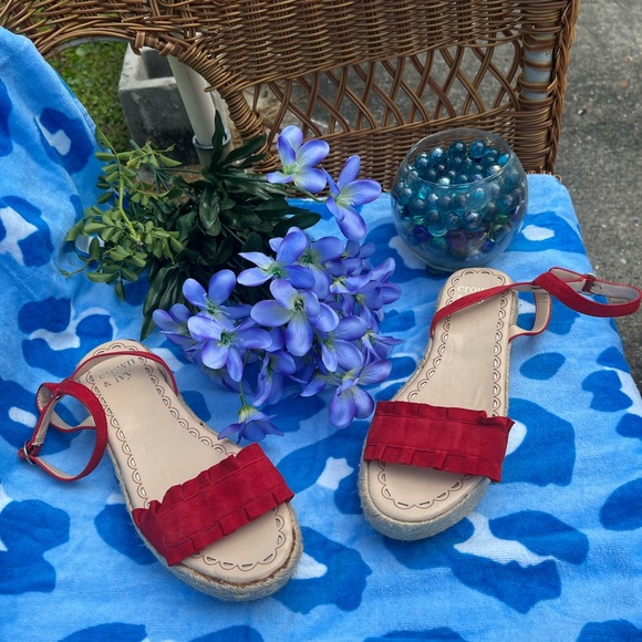 Orange- Red Wedge sandels new never worn - Picture 2 of 4